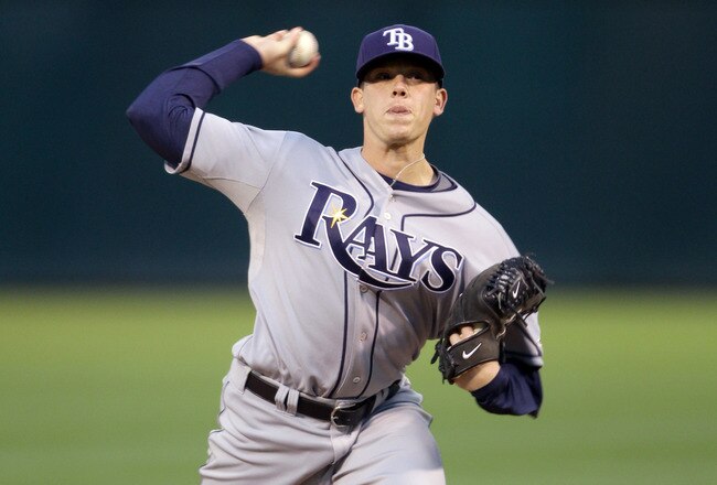 OAKLAND, CA - AUGUST 20:  Jeremy Hellickson #58 of the Tampa Bay Rays bats against the Oakland Athletics at the Oakland-Alameda County Coliseum  on August 20, 2010 in Oakland, California.  (Photo by Ezra Shaw/Getty Images)