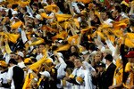 TAMPA, FL - FEBRUARY 01:  Fans of the Pittsburgh Steelers wave terrible towels against the Arizona Cardinals during Super Bowl XLIII on February 1, 2009 at Raymond James Stadium in Tampa, Florida.  (Photo by Kevin C. Cox/Getty Images)