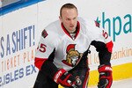 UNIONDALE, NY - JANUARY 13:  Sergei Gonchar #55 of the Ottawa Senators skates during warmups before an NHL hockey game against the New York Islanders at the Nassau Coliseum on January 13, 2011 in Uniondale, New York.  (Photo by Paul Bereswill/Getty Images)