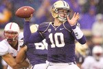 SEATTLE - OCTOBER 30:  Quarterback Jake Locker #10 of the Washington Huskies passes against the Stanford Cardinal on October 30, 2010 at Husky Stadium in Seattle, Washington. (Photo by Otto Greule Jr/Getty Images)