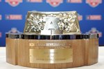 DENVER - JANUARY 20:  The Lamar Hunt Trophy stands on display at a press conference for the Denver Broncos two days before the AFC Championship against the Pittsburgh Steelers on January 20, 2006 at the Westin Hotel in Denver, Colorado.   (Photo by Brian Bahr/Getty Images)