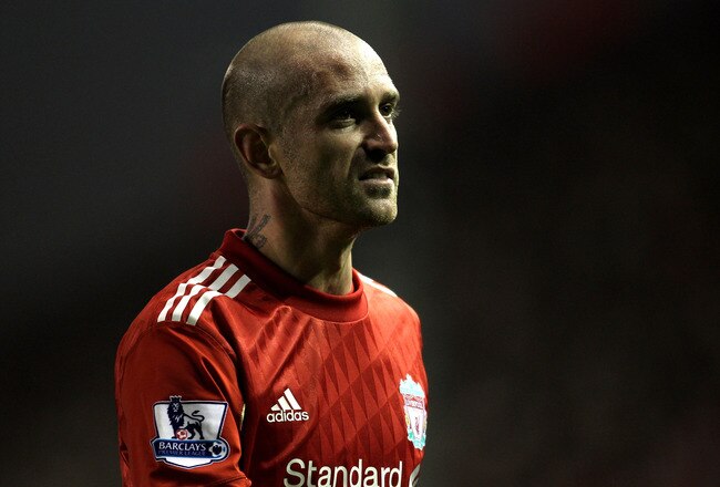 LIVERPOOL, ENGLAND - NOVEMBER 20:  Raul Meireles of Liverpool looks on during the Barclays Premier League match between Liverpool and West Ham United at Anfield on November 20, 2010 in Liverpool, England.  (Photo by Alex Livesey/Getty Images)
