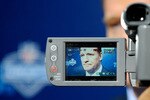 NEW YORK - APRIL 22:  A detail of  the likeness NFL Commissioner Roger Goodell on a video camera's screen as he is interviewed on the red carpet during the 2010 NFL Draft at Radio City Music Hall on April 22, 2010 in New York City.  (Photo by Jeff Zelevansky/Getty Images)