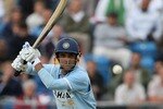 LEEDS, UNITED KINGDOM - SEPTEMBER 02:  Saurav Ganguly of India smashes the ball to the boundary during the Fifth NatWest One Day International between England and India at Headingley on September 2, 2007 in Leeds, England.  (Photo by Laurence Griffiths/Getty Images)