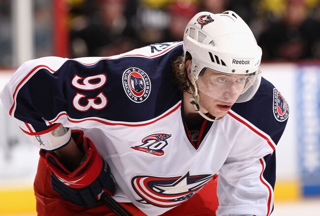 GLENDALE, AZ - JANUARY 04:  Jakub Voracek #93 of the Columbus Blue Jackets during the NHL game against the Phoenix Coyotes at Jobing.com Arena on January 4, 2011 in Glendale, Arizona.  The Coyotes defeated the Blue Jackets 4-2.  (Photo by Christian Petersen/Getty Images)