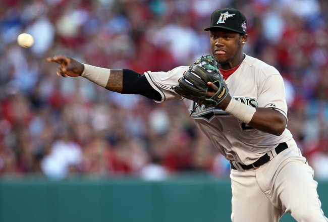 ANAHEIM, CA - JULY 13:  National League All-Star Hanley Ramirez #2 of the Florida Marlins throws the ball to end the inning during the 81st MLB All-Star Game at Angel Stadium of Anaheim on July 13, 2010 in Anaheim, California.  (Photo by Stephen Dunn/Getty Images)