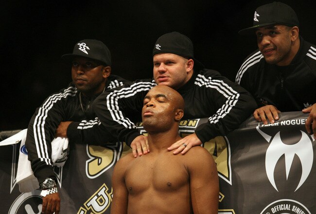 CHICAGO- OCTOBER 25:  Anderson Silva prepares before the Middleweight Title Bout at UFC's Ultimate Fight Night at Allstate Arena on October 25, 2008 in Chicago, Illinois. (Photo by Tasos Katopodis/Getty Images)