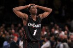 NEW YORK - MARCH 11: Cashmere Wright #1 of the Cincinnati Bearcats reacts late in the game against the West Virginia Mountaineers during the quarterfinal of the 2010 NCAA Big East Tournament at Madison Square Garden on March 11, 2010 in New York City.  (Photo by Jim McIsaac/Getty Images)