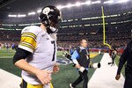ARLINGTON, TX - FEBRUARY 06:  Ben Roethlisberger #7 of the Pittsburgh Steelers walks off the field after losing to the Green Bay Packers during Super Bowl XLV at Cowboys Stadium on February 6, 2011 in Arlington, Texas.  (Photo by Doug Pensinger/Getty Images)