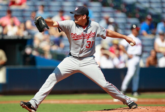 ATLANTA - SEPTEMBER 15:  Pitcher John Lannan #31 of the Washington Nationals against the Atlanta Braves at Turner Field on September 15, 2010 in Atlanta, Georgia.  (Photo by Kevin C. Cox/Getty Images)