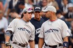 NEW YORK - JULY 14:  (L-R) Lance Berkman of the Houston Astros, Alex Rodriguez of the New York Yankees and Alberto Pujols of the St. Louis Cardinals talk during batting practice for the 2008 MLB All-Star game at Yankee Stadium on July 14, 2008 in the Bronx borough of New York City.  (Photo by Chris McGrath/Getty Images)