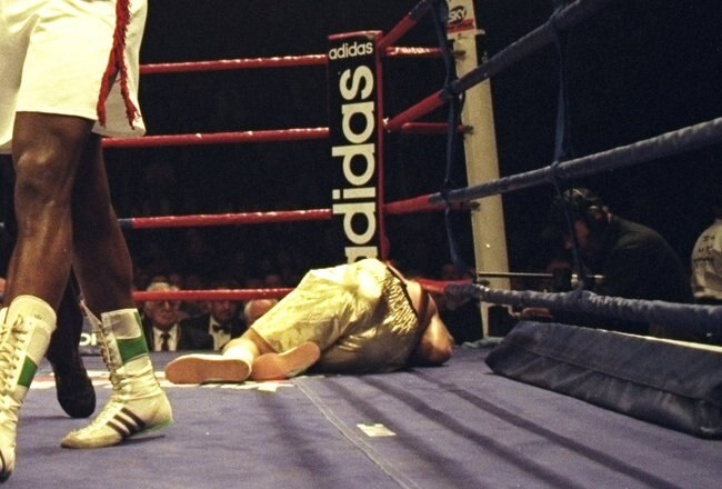 18 Apr 1998:  Herbie Hide of Great Britain celebrates his victory over American Damon Reed in a record 52 seconds during the WBO Heavyweight Championships held at the Manchester Arena, Manchester, England. \ Mandatory Credit: John Gichigi /Allsport