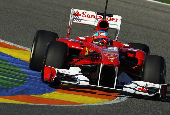 VALENCIA, SPAIN - FEBRUARY 02:  Fernando Alonso of Spain and Ferrari drives the new F150 during day two of winter testing at the Ricardo Tormo Circuit on February 2, 2011 in Valencia, Spain.  (Photo by Paul Gilham/Getty Images)