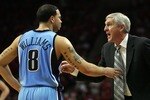HOUSTON - MAY 5:  Head coach Jerry Sloan talks with Deron Williams #8 of the Utah Jazz in Game Seven of the Western Conference Quarterfinals during the 2007 NBA Playoffs at Toyota Center May 5, 2007 in Houston, Texas. NOTE TO USER: User expressly acknowledges and agrees that, by downloading and/or using this Photograph, user is consenting to the terms and conditions of the Getty Images License Agreement.  (Photo by Ronald Martinez/Getty Images)