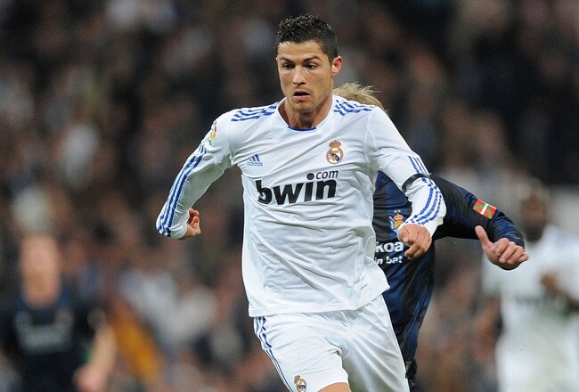 MADRID, SPAIN - FEBRUARY 06:  Cristiano Ronaldo of Real Madrid in action during the La Liga match between Real Madrid and Real Sociedad at Estadio Santiago Bernabeu on February 6, 2011 in Madrid, Spain.  (Photo by Denis Doyle/Getty Images)