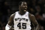 SAN ANTONIO, TX - DECEMBER 28:  Forward DeJuan Blair #45 of the San Antonio Spurs reacts during play against the Los Angeles Lakers at AT&T Center on December 28, 2010 in San Antonio, Texas.  NOTE TO USER: User expressly acknowledges and agrees that, by downloading and/or using this photograph, user is consenting to the terms and conditions of the Getty Images License Agreement.  (Photo by Ronald Martinez/Getty Images)