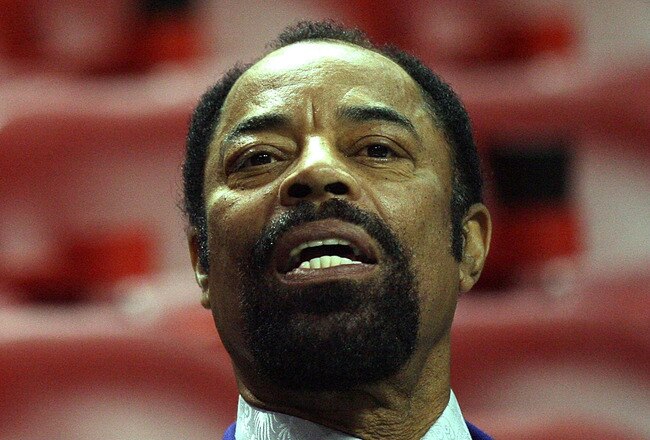 MIAMI - DECEMBER 28:  Actor/ Director Spike Lee with NBA Legend Walt Frazier at the Miami Heat against the New York Knicks game at American Airlines Arena on December 28, 2010 in Miami, Florida.  (Photo by Marc Serota/Getty Images)