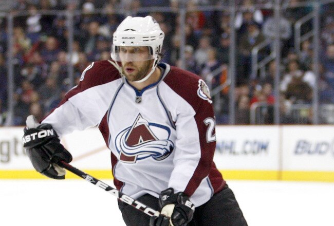COLUMBUS, OH - FEBRUARY 11:  Peter Forsberg #21 of the Colorado Avalanche skates with the puck during a game against the Columbus Blue Jackets on February 11, 2011 at Nationwide Arena in Columbus, Ohio. (Photo by John Grieshop/Getty Images)