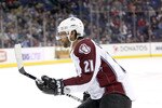 COLUMBUS, OH - FEBRUARY 11:  Peter Forsberg #21 of the Colorado Avalanche skates with the puck during a game against the Columbus Blue Jackets on February 11, 2011 at Nationwide Arena in Columbus, Ohio. (Photo by John Grieshop/Getty Images)