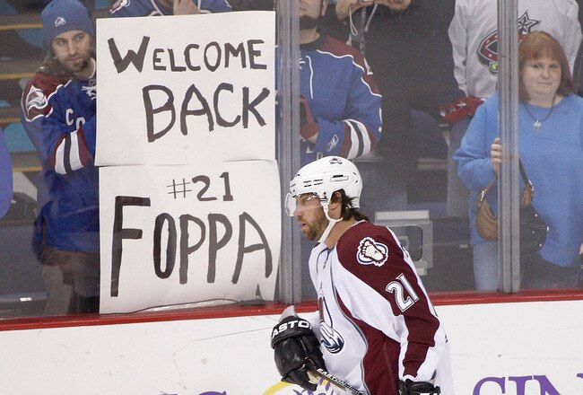 COLUMBUS, OH - FEBRUARY 11:  Peter Forsberg #21 of the Colorado Avalanche warms up prior to the start of the game against the Columbus Blue Jackets on February 11, 2011 at Nationwide Arena in Columbus, Ohio. Forsberg is making his debut with the Avalanche after a three year absence from the NHL. (Photo by John Grieshop/Getty Images)