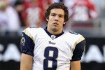 GLENDALE, AZ - DECEMBER 05:  Quarterback Sam Bradford #8 of the St. Louis Rams warms up before the NFL game against the Arizona Cardinals at the University of Phoenix Stadium on December 5, 2010 in Glendale, Arizona. The Rams defeated the Cardinals 19-6.  (Photo by Christian Petersen/Getty Images)