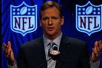 FORT LAUDERDALE, FL - FEBRUARY 05:  Commissioner of the NFL Roger Goodell speaks to members of the media during the NFL Commissioner Press Conference held at the Greater Ft. Lauderdale/Broward County Convention Center as part of media week for Super Bowl XLIV on February 5, 2010 in Fort Lauderdale, Florida.  (Photo by Jonathan Daniel/Getty Images)