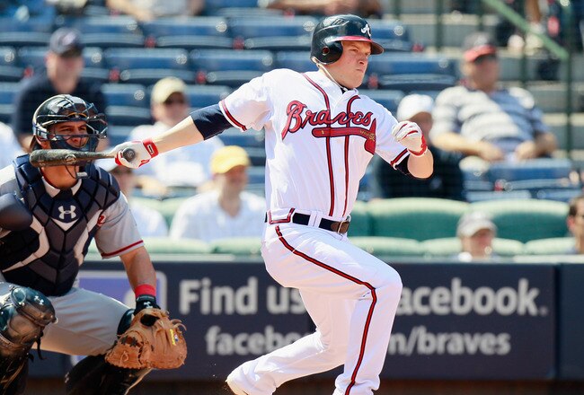 ATLANTA - SEPTEMBER 15:  Nate McLouth #24 of the Atlanta Braves against the Washington Nationals at Turner Field on September 15, 2010 in Atlanta, Georgia.  (Photo by Kevin C. Cox/Getty Images)