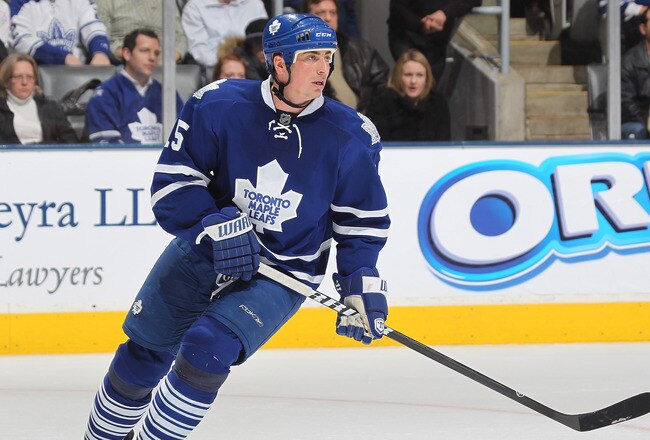 TORONTO, CAN - FEBRUARY 7:  Tomas Kaberle #15 of the Toronto Maple Leafs skates in a game against the Atlanta Thrashers on February 7, 2011 at the Air Canada Centre in Toronto, Canada. The Leafs defeated the Thrashers 5-4. (Photo by Claus Andersen/Getty Images)
