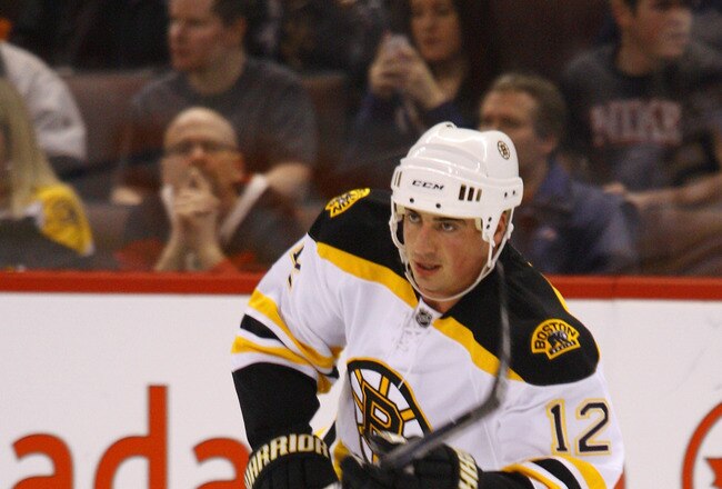 OTTAWA, ON - FEBRUARY 18:  Tomas Kaberle #12 of the Boston Bruins skates in warmup before a game against the Ottawa Senators at Scotiabank Place on February 18, 2011 in Ottawa, Canada.  (Photo by Phillip MacCallum/Getty Images)