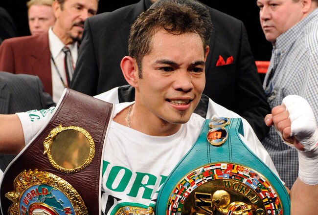 LAS VEGAS, NV - FEBRUARY 19:  Nonito Donaire of the Philippines celebrates his second-round TKO victory over Fernando Montiel of Mexico during their WBC/WBO bantamweight championship bout at the Mandalay Bay Events Center February 19, 2011 in Las Vegas, Nevada.  (Photo by Ethan Miller/Getty Images)