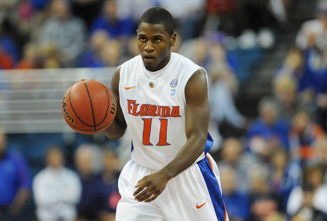 GAINESVILLE, FL - NOVEMBER 16: Guard Erving Walker #11 of the Florida Gators plays against the Ohio State Buckeyes November 16, 2010 at the Stephen C. O'Connell Center in Gainesville, Florida.  (Photo by Al Messerschmidt/Getty Images)