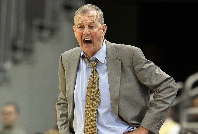 LOUISVILLE, KY - FEBRUARY 18:  Head coach Jim Calhoun of the Connecticut Huskies gives instructions to his team during the Big East Conference game against the Louisville Cardinals at the KFC Yum! Center on February 18, 2011 in Louisville, Kentucky.  (Photo by Andy Lyons/Getty Images)