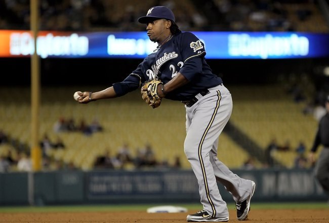 LOS ANGELES, CA - MAY 06:  Rickie Weeks #23 of the Milwaukee Brewers plays against the Los Angeles Dodgers at Dodger Stadium on May 6, 2010 in Los Angeles, California.  (Photo by Jeff Gross/Getty Images)