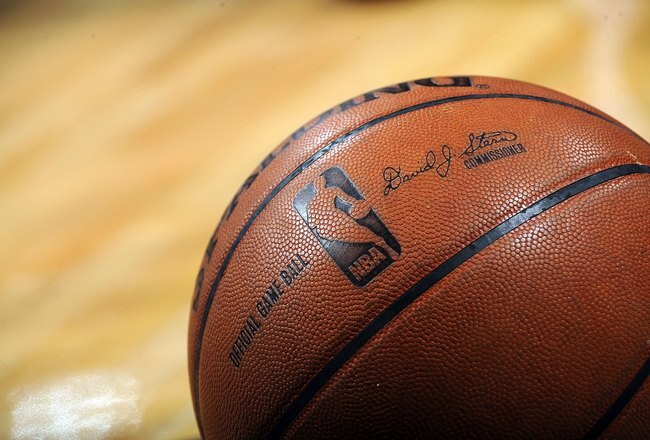 SAN ANTONIO - APRIL 28:  A NBA basketball on the court during play between the Dallas Mavericks and the San Antonio Spurs in Game Five of the Western Conference Quarterfinals during the 2009 NBA Playoffs at AT&T Center on April 28, 2009 in San Antonio, Texas. NOTE TO USER: User expressly acknowledges and agrees that, by downloading and or using this photograph, User is consenting to the terms and conditions of the Getty Images License Agreement.  (Photo by Ronald Martinez/Getty Images)