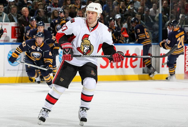 BUFFALO - OCTOBER 22:  Alex Kovalev #27 of the Ottawa Senators skates against the Buffalo Sabres during their NHL game at HSBC Arena October 22, 2010 in Buffalo, New York.(Photo By Dave Sandford/Getty Images)