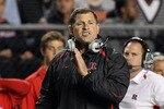 PISCATAWAY, NJ - OCTOBER 08:  Head coach Greg Schiano of the Rutgers Scarlet Knights looks on against the Connecticut Huskies at Rutgers Stadium on October 8, 2010 in Piscataway, New Jersey.  (Photo by Jim McIsaac/Getty Images)