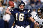 24 Dec 2000:   Quarterback Ryan Leaf #16 of the San Diego Chargers passes the ball during the game against the Pittsburgh Steelers at Qualcomm Stadium in San Diego, California. The Steelers defeated the Chargers 34-21.Mandatory Credit: Stephen Dunn  /Allsport