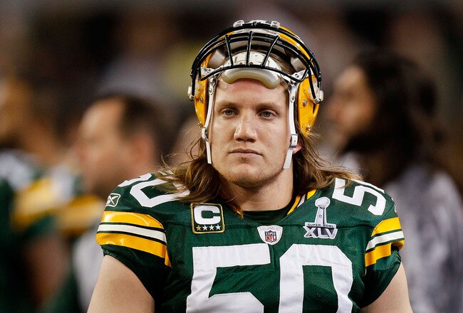 ARLINGTON, TX - FEBRUARY 06:  A.J. Hawk #50 of the Green Bay Packers looks on from the sideline against the Pittsburgh Steelers during Super Bowl XLV at Cowboys Stadium on February 6, 2011 in Arlington, Texas. The Packers won 31-25.  (Photo by Kevin C. Cox/Getty Images)
