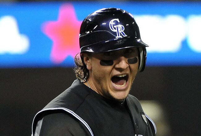 LOS ANGELES, CA - SEPTEMBER 17:  Troy Tulowitzki #2 of the Colorado Rockies celebrates after hitting a two run homerun in the first inning against the Los Angeles Dodgers at Dodger Stadium on September 17, 2010 in Los Angeles, California.  (Photo by Lisa Blumenfeld/Getty Images)