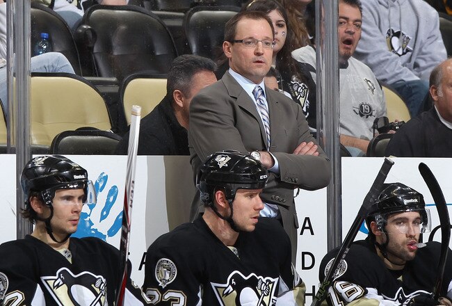PITTSBURGH, PA - FEBRUARY 21:  Head coach Dan Bylsma of the Pittsburgh Penguins during the NHL game against the Washington Capitals at Consol Energy Center on February 21, 2011 in Pittsburgh, Pennsylvania.  The Capitals defeated the Penguins 1-0.  (Photo by Christian Petersen/Getty Images)