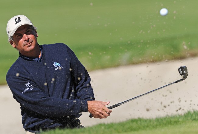 PACIFIC PALISADES, CA - FEBRUARY 20:  Fred Couples plays his bunker shot on the 10th hole during the final round of the Northern Trust Open at Riviera Country Club on February 20, 2011 in Pacific Palisades, California.  (Photo by Stuart Franklin/Getty Images)