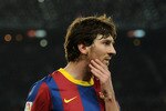 BARCELONA, SPAIN - MARCH 05:  Lionel Messi of Barcelona looks on during the la Liga match between Barcelona and Real Zaragoza at the Camp Nou stadium on March 5, 2011 in Barcelona, Spain.  (Photo by Jasper Juinen/Getty Images)