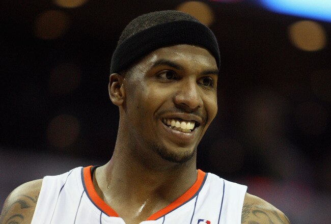 CHARLOTTE, NC - JANUARY 12:  Tyrus Thomas # of the Charlotte Bobcats reacts after a play during their game against the Chicago Bulls at Time Warner Cable Arena on January 12, 2011 in Charlotte, North Carolina. NOTE TO USER: User expressly acknowledges and agrees that, by downloading and/or using this Photograph, User is consenting to the terms and conditions of the Getty Images License Agreement.  (Photo by Streeter Lecka/Getty Images)