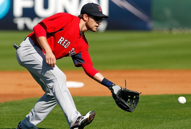 FORT MYERS, FL - FEBRUARY 19:  Infielder Jed Lowrie #12 of the Boston Red Sox fields a ground ball during a Spring Training Workout Session at the Red Sox Player Development Complex on February 19, 2011 in Fort Myers, Florida.  (Photo by J. Meric/Getty Images)