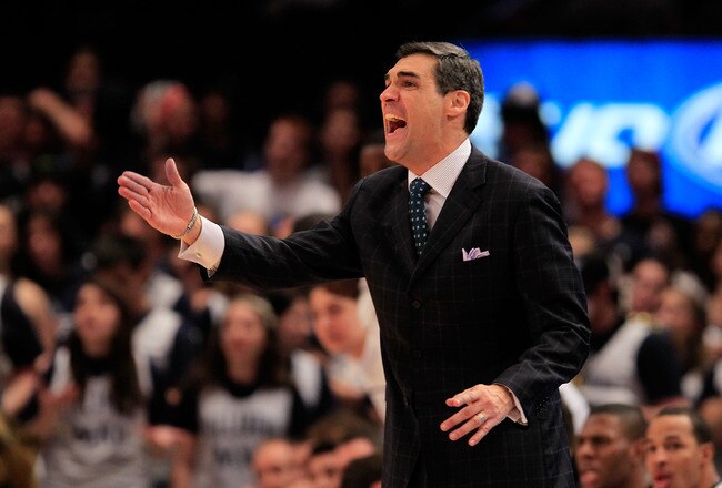 NEW YORK, NY - MARCH 08:  Head coach Jay Wright of the Villanova Wildcats gestures from the bench late in the game against the South Florida Bulls during the first round of the 2011 Big East Men's Basketball Tournament presented by American Eagle Outfitters at Madison Square Garden on March 8, 2011 in New York City.  (Photo by Chris Trotman/Getty Images)
