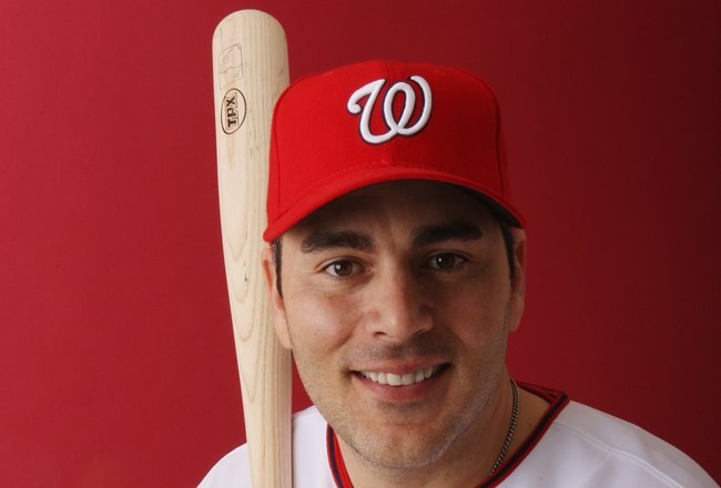 VIERA, FLORIDA - FEBRUARY 23:  Paul Lo Duca #16 of the Washington Nationals poses during Photo Day on February 23, 2008 at Space Coast Stadium in Viera, Florida.  (Photo by Elsa/Getty Images)