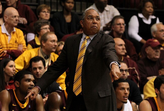 PHILADELPHIA, PA - DECEMBER 08:  Head aoch Tubby Smith of the Minnesota Golden Gophers coaches against the St. Joseph's Hawks at Michael J. Hagan Arena on December 8, 2010 in Philadelphia, Pennsylvania.  (Photo by Chris Chambers/Getty Images)