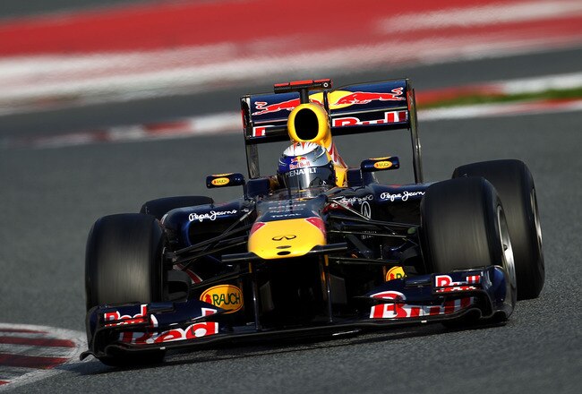 BARCELONA, SPAIN - MARCH 09:  Sebastian Vettel of Germany and Red Bull in action during day two of the final winter testing at the Circuit de Catalunya on March 9, 2011 in Barcelona, Spain.  (Photo by Paul Gilham/Getty Images)