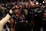 NEW YORK, NY - MARCH 12:  Kemba Walker #15 of the Connecticut Huskies is surrounded by media after defeating the Louisville Cardinals during the championship of the 2011 Big East Men's Basketball Tournament presented by American Eagle Outfitters at Madison Square Garden on March 12, 2011 in New York City.  (Photo by Chris Trotman/Getty Images)
