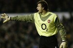 LEEDS - JANUARY 4:  Jens Lehmann of Arsenal lines up the wall during the FA Cup Third round match between Leeds United and Arsenal on January 4, 2004 at Elland Road in Leeds,  England.  Arsenal won the match 4-1.  (Photo by Alex Livesey/Getty Images)